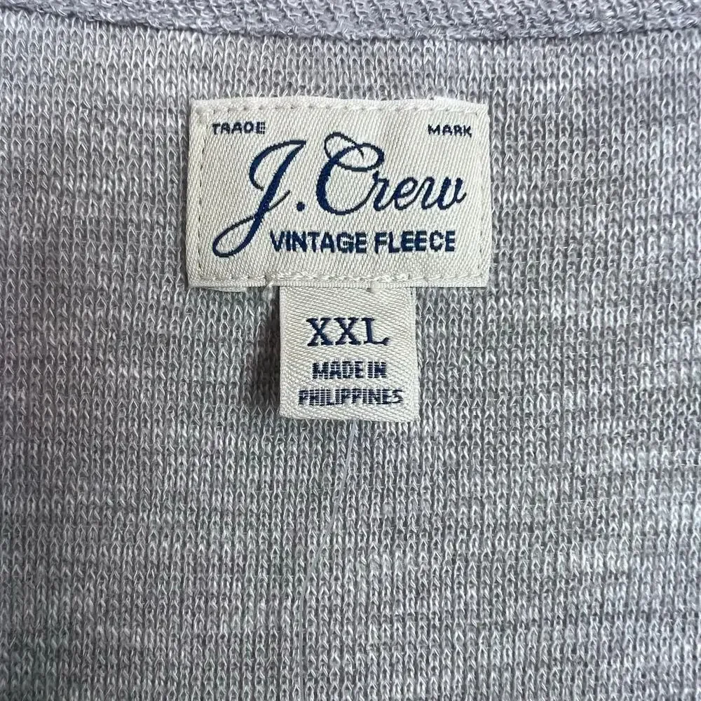 J.Crew Vintage Fleece V-neck Pullover Knit Sweater in Heather Gray Women's XXL